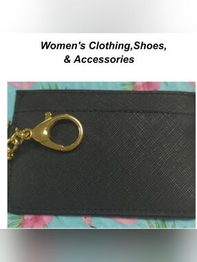 Joy Mangano. Card Holder. Joy Mangano. Leather. Lined. With key chain.